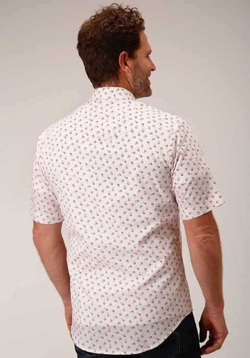 Roper Mens White/Red Cotton Blend Floral S/S 55/45 Shirt