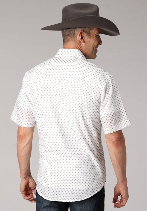 Roper Mens 2065 Mini Floral White Cotton Blend S/S Shirt