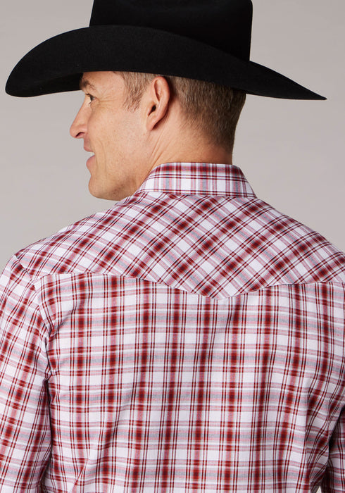 Roper Mens 2058 Plaid Red/White Cotton Blend S/S Shirt