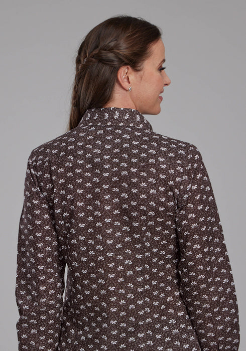 Roper Womens 2285 Floral Brown/Cream Cotton Blend L/S Shirt