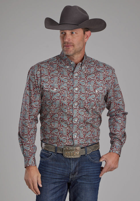 Roper Mens Orchard Paisley Multi-Color 100% Cotton Btn L/S Shirt