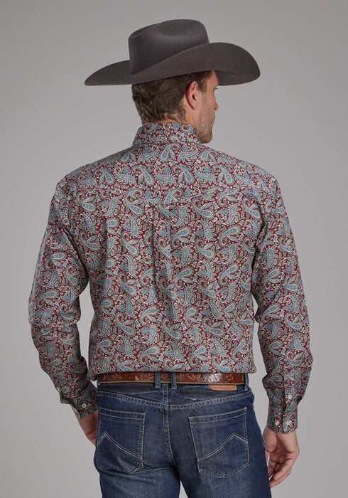 Roper Mens Orchard Paisley Multi-Color 100% Cotton Btn L/S Shirt