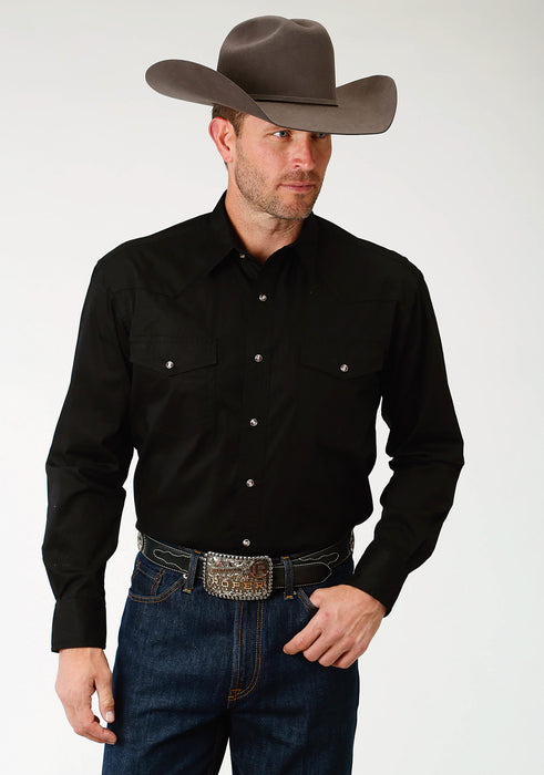 Roper Tall Mens Black 100% Cotton 1 Pkt L/S Shirt