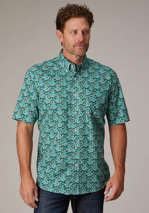 Roper Mens 2018 Paisley Jade 100% Cotton 1 Pkt S/S Shirt