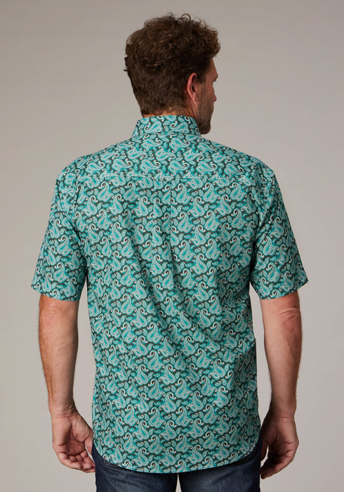 Roper Mens 2018 Paisley Jade 100% Cotton 1 Pkt S/S Shirt