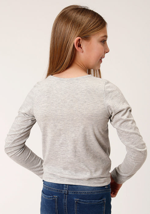 Roper Girls Kids Grey Poly/Rayon Don't Have A Cow L/S T-Shirt