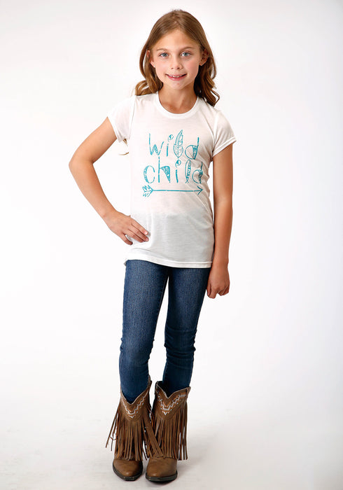 Roper Girls Cream Poly/Rayon Wild Child S/S T-Shirt