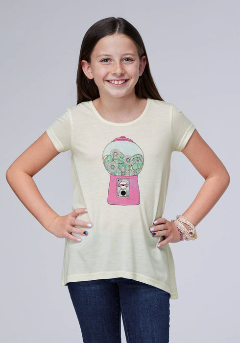 Roper Kids Girls Gum Machine Cream Poly/Rayon S/S T-Shirt