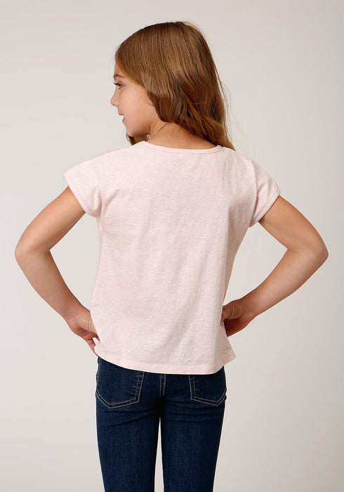 Roper Girls Pink 100% Cotton Milange Bead S/S T-Shirt