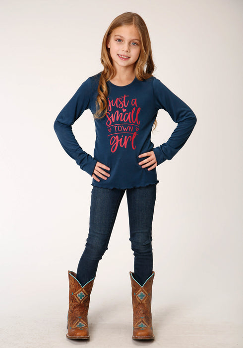 Roper Girls Navy Poly/Rayon Small Town Girl L/S T-Shirt