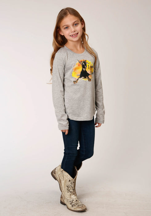 Roper Girls Grey Poly/Rayon I Goat This L/S T-Shirt