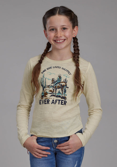 Roper Kids Girls Happily Ever After Cream 100% Cotton L/S T-Shirt