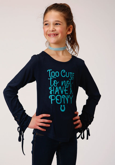 Roper Girls Navy Poly/Rayon Too Cute L/S T-Shirt