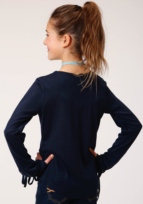 Roper Girls Navy Poly/Rayon Too Cute L/S T-Shirt