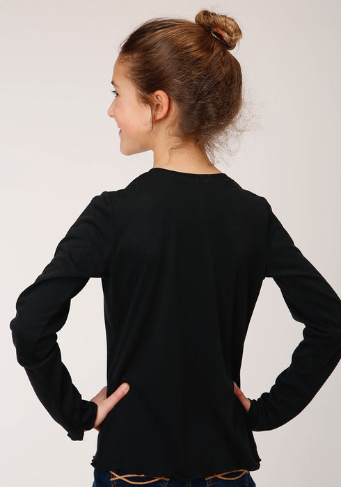 Roper Girls Black Poly/Rayon Sequin Horse L/S T-Shirt