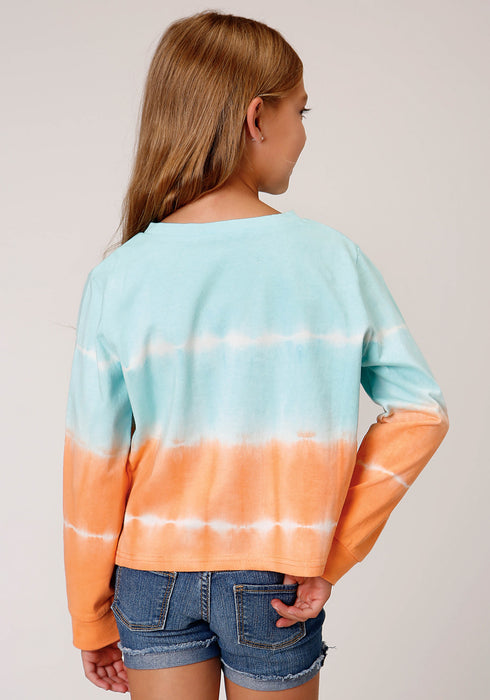 Roper Girls Orange/Blue 100% Cotton Tie-Die L/S T-Shirt