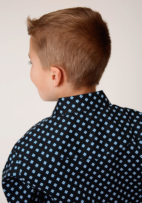 Roper Boys Kids Black 100% Cotton New Star Foulard L/S Shirt