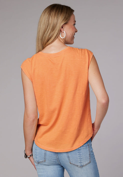 Roper Womens Cute Drop Shoulder Orange 100% Cotton S/L T-Shirt