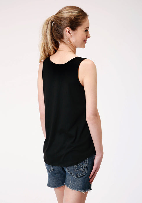 Roper Womens Black Poly/Rayon Golden Cowboy S/L Tank Top