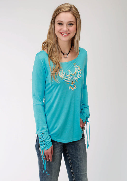 Roper Womens Turquoise Poly/Rayon Dove L/S T-Shirt