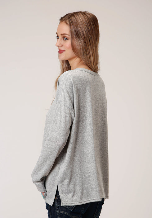 Roper Womens Grey Polyester Slouchy Fit Sweater