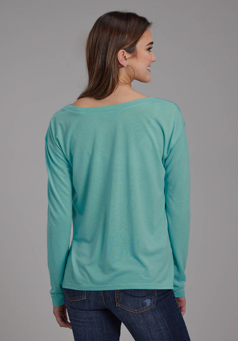 Roper Womens Wanderlust Turquoise Poly/Rayon L/S T-Shirt