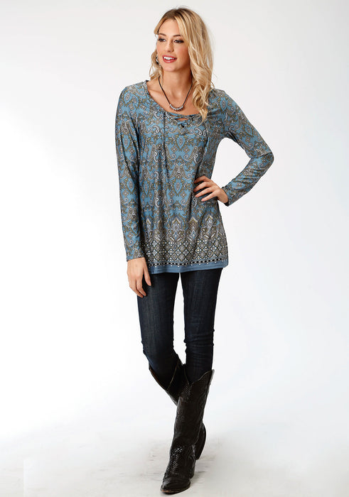 Roper Womens Blue Autumn Meadow L/S Tunic