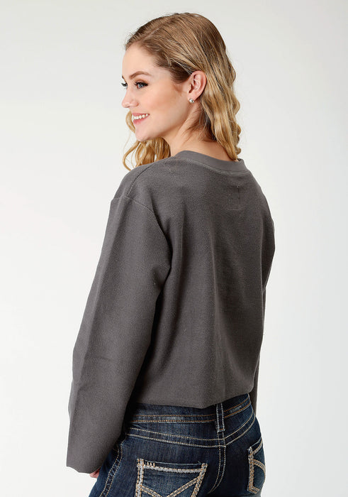 Roper Crop Womens Grey 100% Cotton French Terry Sweatshirt