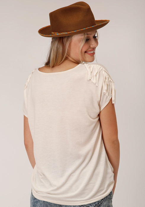 Roper Womens Brown Horse Cream Poly/Rayon S/S T-Shirt