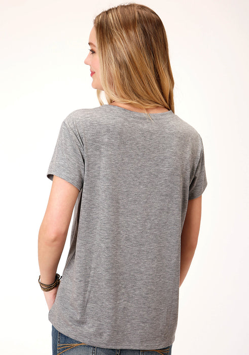 Roper Womens Grey Poly/Rayon Cowboy Ranch S/S T-Shirt