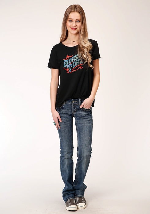 Roper Womens Black Poly/Rayon Honky Tonk S/S T-Shirt