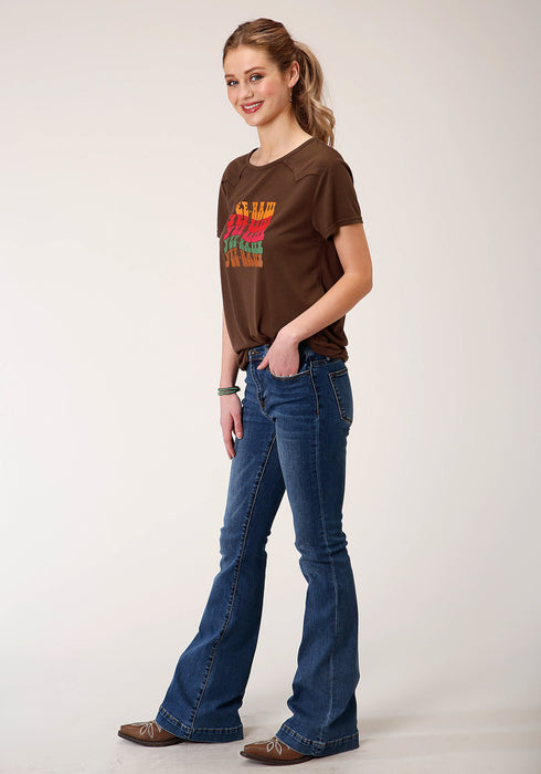 Roper Womens Brown Poly/Rayon YeeHaw S/S T-Shirt