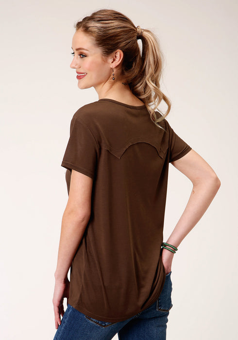 Roper Womens Brown Poly/Rayon YeeHaw S/S T-Shirt