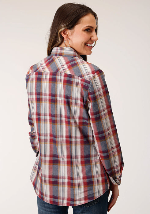 Roper Womens Blue 100% Cotton Honor Plaid L/S Shirt