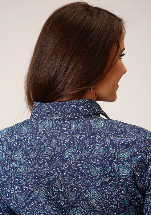 Roper Womens Blue 100% Cotton Vintage Paisley L/S Shirt