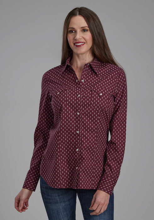 Roper Womens 2174 Arrow Print Red 100% Cotton L/S Shirt