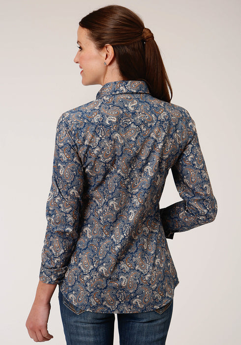 Roper Womens Blue 100% Cotton River Paisley L/S Shirt