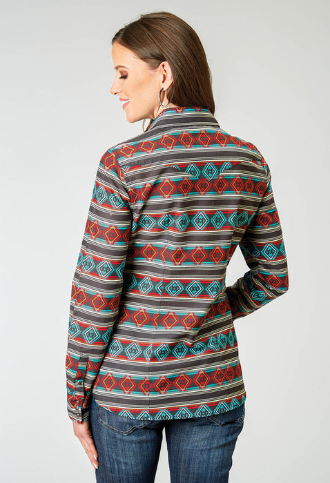 Roper Womens 1898 Aztec Stripe Red Multi 100% Cotton L/S Shirt