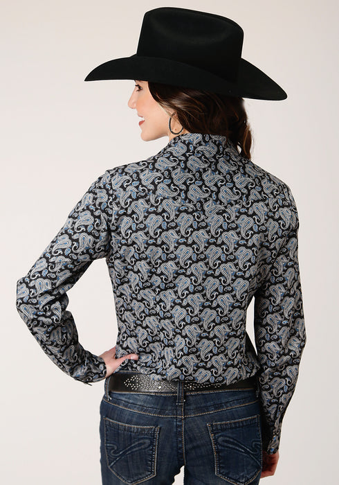 Roper Womens Black 100% Cotton Starry Night Paisley L/S Shirt