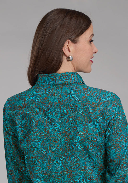 Roper Womens Mallard Paisley Teal 100% Cotton L/S Shirt