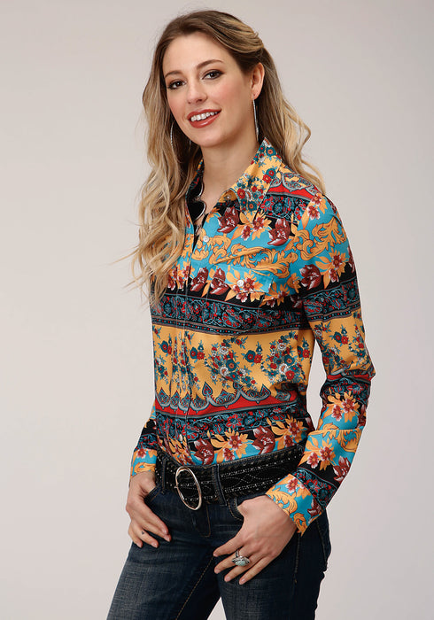 Roper Womens Multi-Color Polyester Gypsy Queen BD L/S Shirt