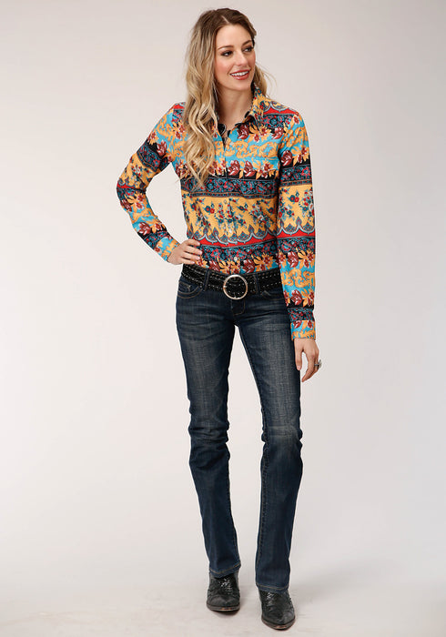 Roper Womens Multi-Color Polyester Gypsy Queen BD L/S Shirt