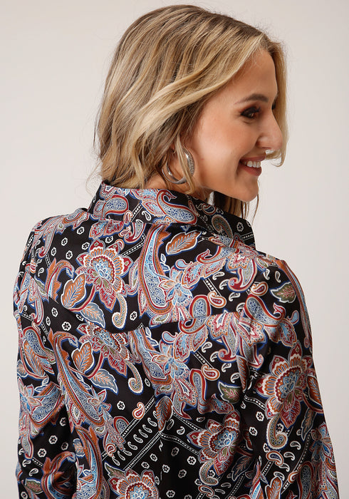 Roper Womens Black Polyester Boho Paisley L/S Shirt