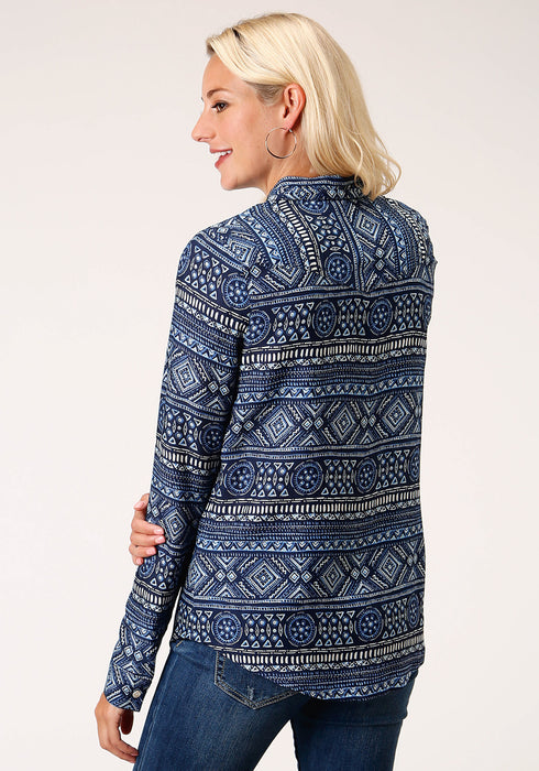 Roper Womens Blue Rayon/Nylon Indigo Tribal BD L/S Shirt