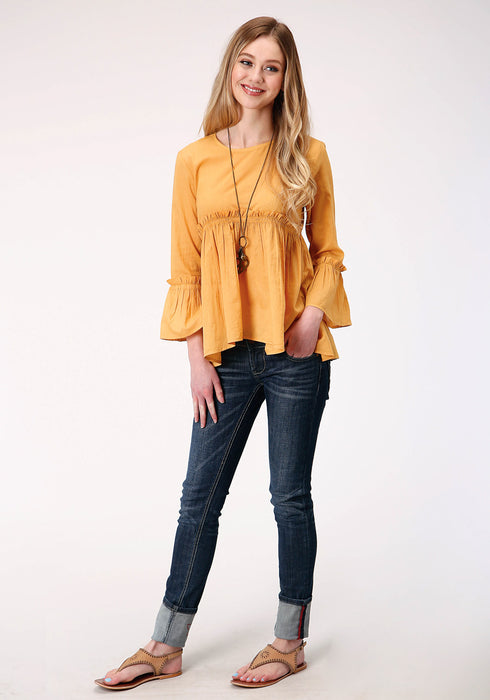 Roper Womens Yellow 100% Cotton Dip Dye L/S Blouse