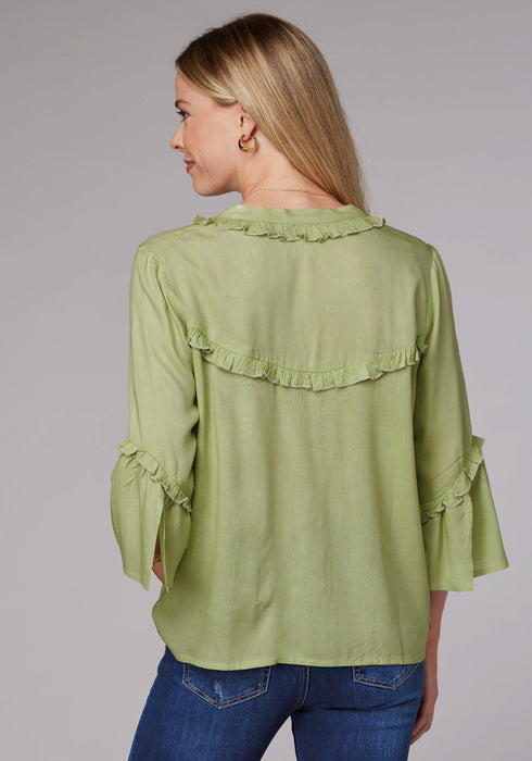 Roper Womens 2083 Feminine Challis Lime Green 100% Rayon L/S Blouse