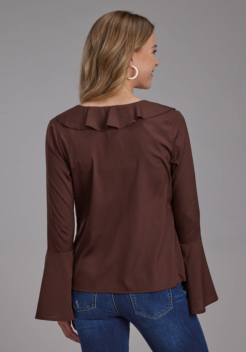 Roper Womens 2191 Peasant Brown 100% Polyester L/S Blouse