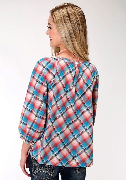 Roper Plaid Womens Red 100% Cotton Desert Sunrise S/S Blouse