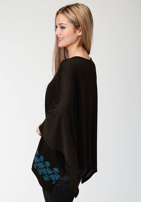 Roper Womens Black/Blue Polyester Hankerchief Sweater