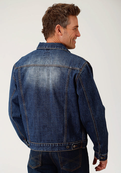 Roper Mens Blue 100% Cotton Denim Button Jacket